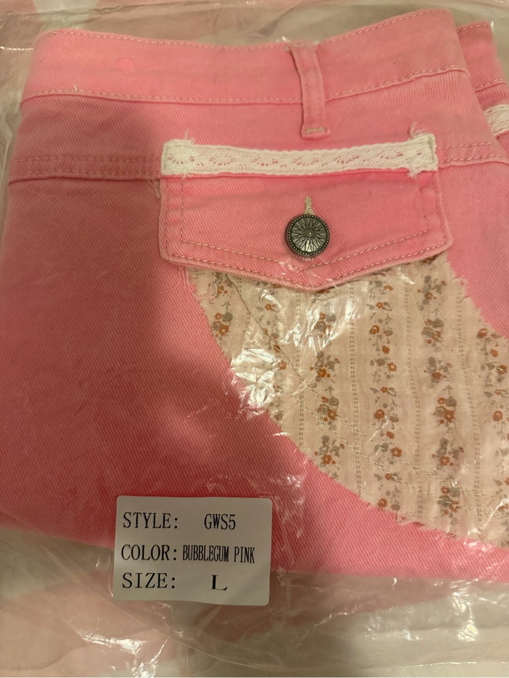 POL Bubblegum Pink Patchwork Mini Skirt with Lace Trim - Picture 4 of 6